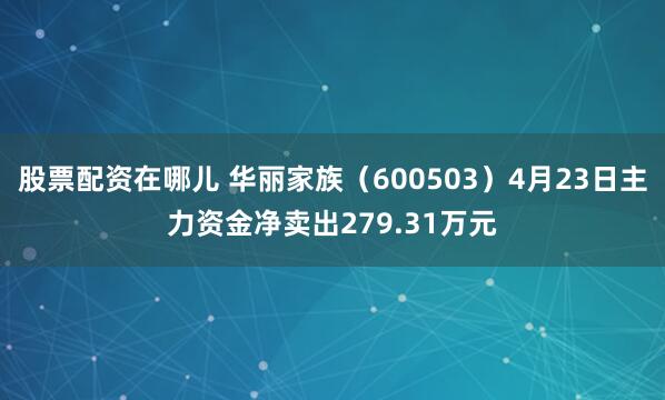 股票配资在哪儿 华丽家族（600503）4月23日主力资金净卖出279.31万元