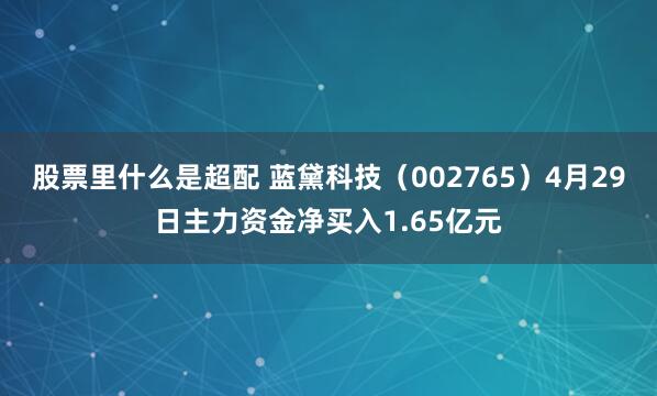 股票里什么是超配 蓝黛科技（002765）4月29日主力资金净买入1.65亿元