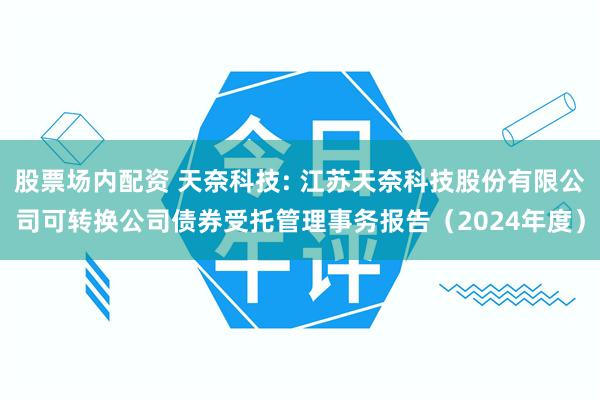 股票场内配资 天奈科技: 江苏天奈科技股份有限公司可转换公司债券受托管理事务报告(2024年度)