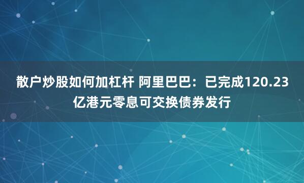 散户炒股如何加杠杆 阿里巴巴：已完成120.23亿港元零息可交换债券发行