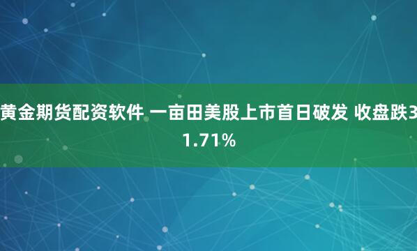 黄金期货配资软件 一亩田美股上市首日破发 收盘跌31.71%