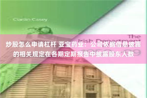 炒股怎么申请杠杆 亚宝药业：公司依据信息披露的相关规定在各期定期报告中披露股东人数