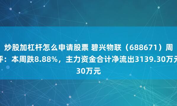 炒股加杠杆怎么申请股票 碧兴物联(688671)周评:本周跌8.88%,主力资金合计净流出3139.30万元
